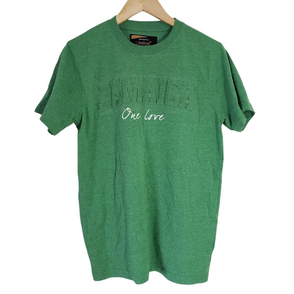 Jamaica One Love Green T-Shirt Short Sleeve Mens‎ Size L Casual Everyday Comfy